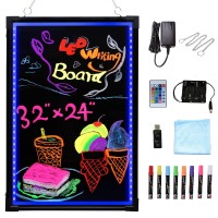 Voilamart Led Message Writing Board 32 X 24 Flashing Illuminated Erasable Led Message Chalkboard Neon Effect Menu Sign Boar