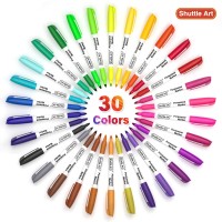 Shuttle Art 30 Colors Permanent Markers Fine Point Assorted Colors Works On Plastic Wood Stone Metal And Glass For Kids Adult