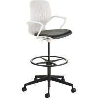 Safco Shell ExtendedHeight Chair Black Vinyl Plastic Seat White Plastic Back 5star Base 1 Each