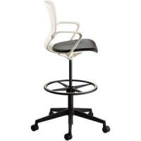 Safco Shell ExtendedHeight Chair Black Vinyl Plastic Seat White Plastic Back 5star Base 1 Each