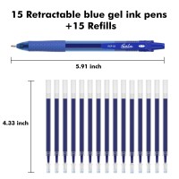 Feela 30 Pack Retractable Blue Ink Gel Pens Set Medium Point 15 Piece Fine Point Gel Pen With 15 Refills For Smooth Writing