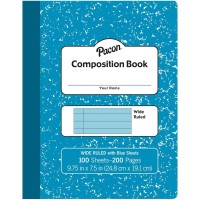 Pacon Pastel Composition Book Blue Marble Cover Light Blue Sheets 38 Ruled 934 X 712 100 Sheets