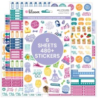 Bloom Daily Planners Health Wellness And Fitness Planner Stickers Variety Sticker Pack Six Sticker Sheets Per Pack