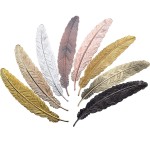 Gejoy 8 Pieces Metal Feather Bookmarks Vintage Metal Bookmark Feather Shape Book Marker Teacher Appreciation Gifts For Halloween