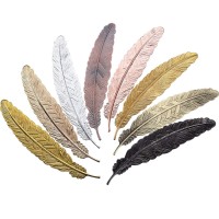 Gejoy 8 Pieces Metal Feather Bookmarks Vintage Metal Bookmark Feather Shape Book Marker Teacher Appreciation Gifts For Halloween