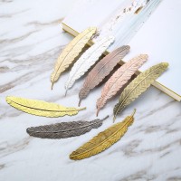 Gejoy 8 Pieces Metal Feather Bookmarks Vintage Metal Bookmark Feather Shape Book Marker Teacher Appreciation Gifts For Halloween