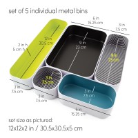 Three By Three Seattle 5 Piece Metal Organizer Tray Set For Storing Makeup Stationery Utensils And More In Office Desk Kitch