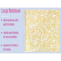 Lilly Pulitzer Gold Large Hardcover Spiral Notebook 11 X 95 With 160 College Ruled Pages Beach Haven