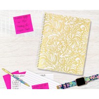 Lilly Pulitzer Gold Large Hardcover Spiral Notebook 11 X 95 With 160 College Ruled Pages Beach Haven