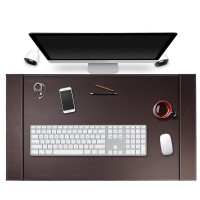 Sumaclife Executive Modern Large Matte Coffee Brown Leather Laptop Mat Office Desk Pad 34 X 20 With Lifting Side Rails For B