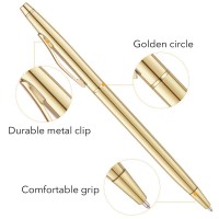 Unibene 6 Pack Slim Gold Ballpoint Pens Black Ink 1 Mm Black Ink Nice Gift For Business Office Students Teachers Wedding Chri