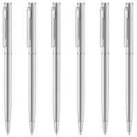 Unibene Slim Stainless Steel Retractable Ballpoint Pens Nice Gift For Business Office Students Teachers Wedding Christmas Medi