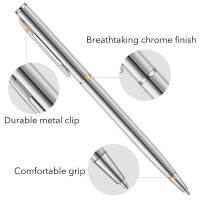 Unibene Slim Stainless Steel Retractable Ballpoint Pens Nice Gift For Business Office Students Teachers Wedding Christmas Medi