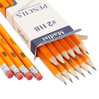 Madisi Wood-Cased #2 Hb Pencils  Yellow  Pre-Sharpened  16 Packs Of 12-Count  192 Pencils In Box