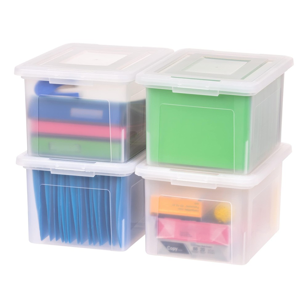 Iris Usa Plastic File Box Organizer With Secure Durable Latching Lid And File Rails Letter Legal Size Nestable And Stackable