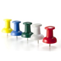 Officemate Giant Push Pins 15 Assorted Colors 2 Tubs Of 12 92905