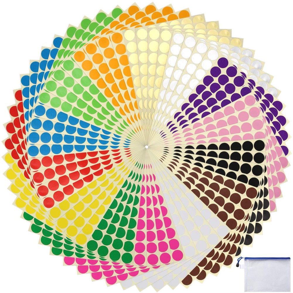 Janyun 3920 Pcs 34 Color Dot Stickers Colored Coding Labels Circle Dots 14 Assorted Colors 075 Inch Colored Round Labels Sti