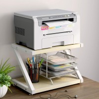 Huanuo Printer Stand Desktop Printer Stand With 2 Tier Wood Storage Shelves Printer Stand For Desk Multipurpose Desk Organiz