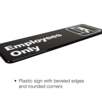 Excello Global Products Employees Only Sign Easy To Mount Informative Plastic Sign With Symbols 9X3 Pack Of 3 Black