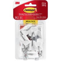 Command Small Wire Hooks Mega Pack 28 Hooks 28 Small Hook 8 oz 2268 g Capacity for Multipurpose Paint Wood Tile