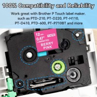 7 Pack P Touch Label Tape Tze231 Tape 12Mm 047 Inch Laminated Whiteblackgreenpinkpurplebluepastel Pink Compatible With Br