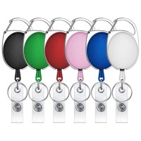 Selizo 6 Packs Retractable Badge Holder Badge Reel Carabiner Id Keychain With Clip Assorted Color