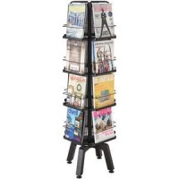 Safco Onyx Mesh Rotating Magazine Stand 16 Pockets 586 Height x 183 Width x 183 Depth Floor 28 Recycled Black