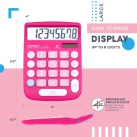 Catiga Cd-8185 Office And Home Style Calculator - 8-Digit Lcd Display - Suitable For Desk And On The Move Use. (Pink)