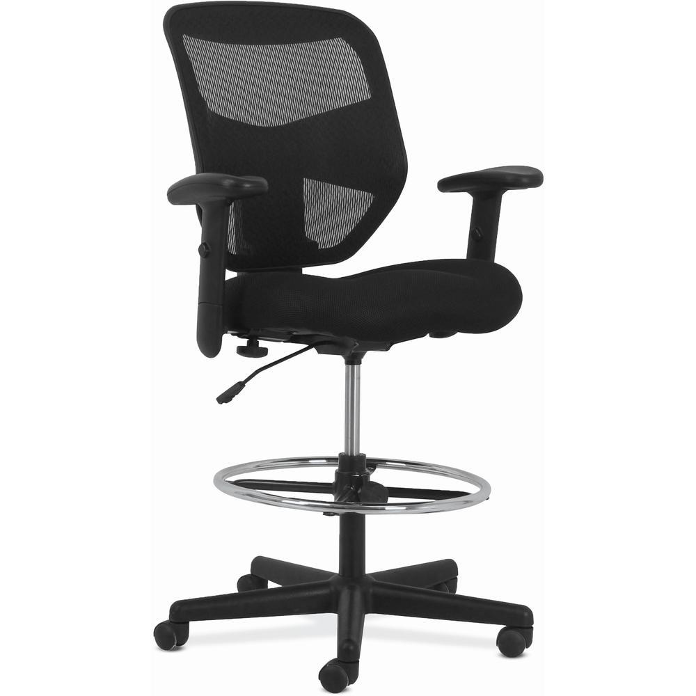 HON Prominent Task Chair Black Fabric Seat Black Mesh Back Black Frame High Back Armrest 1 Each