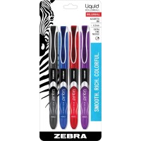 Zebra Pen Liquid Rollerball Pens Needle Point 05Mm Assorted Color 4Count