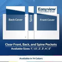 Easyview Premium 1Inch Binders With Clearview Covers 3Ring Binders For School Office Or Home Colored Binder Notebooks Pa