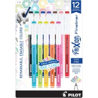 Pilot Frixion Fineliner Erasable Marker Pens Fine Point 07 Mm Pack Of 12 Assorted Colors