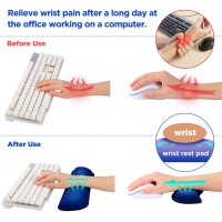 Gimars Superfine Fiber Widen Memory Foam Set Nonslip Blue Mouse Pad Wrist Support Keyboard Wrist Rest Support For Office Comp