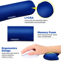 Gimars Superfine Fiber Widen Memory Foam Set Nonslip Blue Mouse Pad Wrist Support Keyboard Wrist Rest Support For Office Comp