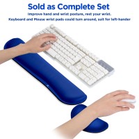 Gimars Superfine Fiber Widen Memory Foam Set Nonslip Blue Mouse Pad Wrist Support Keyboard Wrist Rest Support For Office Comp