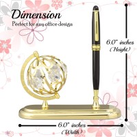 Matashi Highly Polished Executive Desk Set With Pen And 24K Gold Plated Globe Ornament 1 Best Gift For Fathers Day Birthda