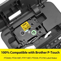 Label Kingdom Tze-651 24Mm Yellow Label Tape Replacement For Brother P-Touch Tz-651 1 Inch Black On Yellow Tz Tape 24Mm 0.94 Laminated Yellow Compatible With Brother Ptd600 Ptd610Ad Ptp710Bt  3-Pack