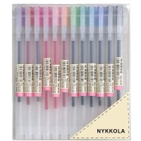 Nykkola Premium Gel Ink Pen 12 Packs Fine Point Pens Ballpoint Pen For Japanese Office School Stationery Supply 05Mm Fine Tip