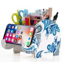 Mokani Pen Pencil Holder For Desk Cute Elephant Gifts Desk Organizer Marker Makeup Brush Holders Workspace Organizers Office Dec