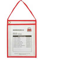 Cline Shop Ticket Holders With Hanging Straps Stitched Red Both Sides Clear 9 X 12 Box Of 15 41924