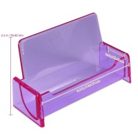 Beauticom 12 Pieces Clear Color Plastic Business Card Holder Display Desktop Countertop Style 3 Clear Purple