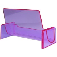 Beauticom 12 Pieces Clear Color Plastic Business Card Holder Display Desktop Countertop Style 3 Clear Purple