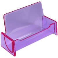 Beauticom 12 Pieces Clear Color Plastic Business Card Holder Display Desktop Countertop Style 3 Clear Purple