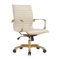 Leisuremod Harris Modern Adjustable Executive Swivel Leatherette Task Gold Office Chair (Tan)