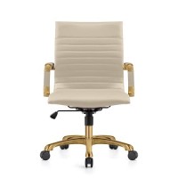 Leisuremod Harris Modern Adjustable Executive Swivel Leatherette Task Gold Office Chair (Tan)