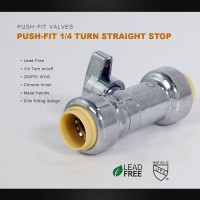 Pushlock Upssp12122 14 Turn Straight Stop Valve Water Shut Off 12 Push X 12 Inch Push Chrome Pack Of 2