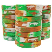 Gypsy Jades Dinosaur World Jurassic Style Silicone Wristbands Set Of 24 Camouflage Dino Bands 24 Camo Bands