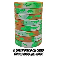 Gypsy Jades Dinosaur World Jurassic Style Silicone Wristbands Set Of 24 Camouflage Dino Bands 24 Camo Bands