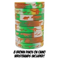 Gypsy Jades Dinosaur World Jurassic Style Silicone Wristbands Set Of 24 Camouflage Dino Bands 24 Camo Bands