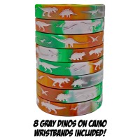 Gypsy Jades Dinosaur World Jurassic Style Silicone Wristbands Set Of 24 Camouflage Dino Bands 24 Camo Bands